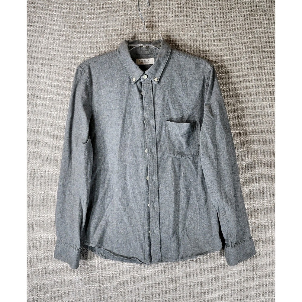 Everlane Flannel Shirt Mens M Gray Button Up‎ Long Sleeve Pocket Casual